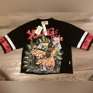 NEW BKYS " Young & Rich Cropped T-Shirt Size XL NEW with tag.